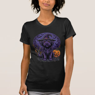T-shirt Vecteur d'art de chien de sorcière de citrouille d