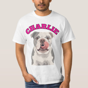 T-shirt Vecteur de bouledogue anglais grincheux qui lèche 