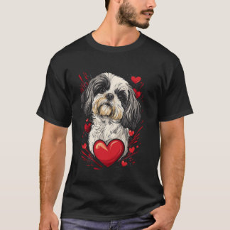 T-shirt Vecteur de chien Shih Tzu de la Saint-Valentin