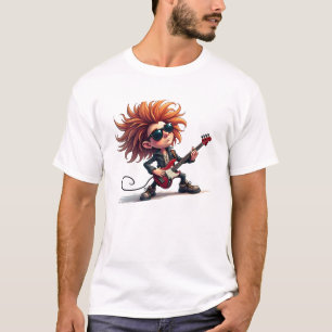 T-shirt Vecteur de dessin de guitariste en ligne et rempli