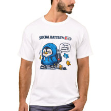 Vecteur de manchot drôle de batterie sociale 1 pou