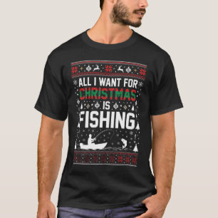 T-shirt Vecteur de pull moche de pêche de Noël