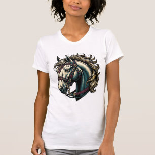 T-shirt Vecteur de tête de cheval de gravure vintage