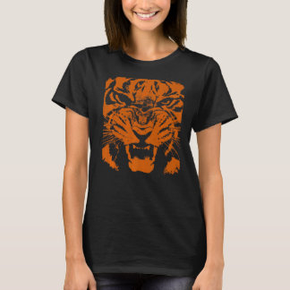 T-shirt Vecteur De Tigre Artistique Noir Et Orange