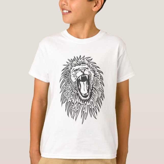 T-shirt vecteur noir-blanc-lion (Devant)