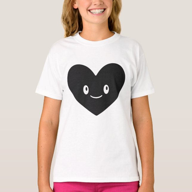 T-Shirt Vectoriel Cœur Noir Sourire (Devant)