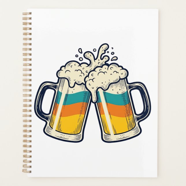 T-shirt vectoriel de mug à bière arc-en-ciel vinta (Devant)
