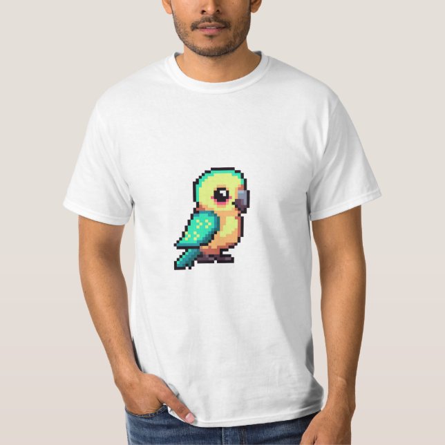 T-shirt vectoriel-plat-pixel-art-perroquet-oiseau (Devant)