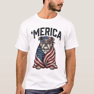 T-shirt vectoriel vintage du bulldog patriotique '
