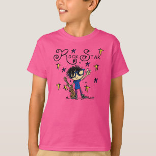 T-shirt Vedette du rock de garçon de cheveux noirs