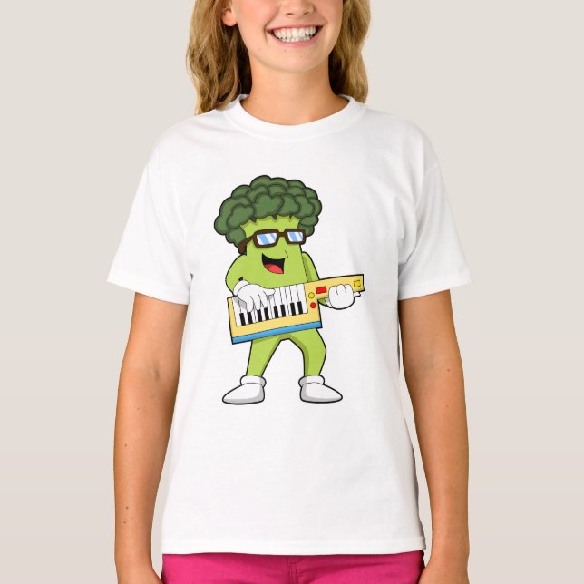 T-shirt Vegan Broccoli at Music with Guitar (Devant)