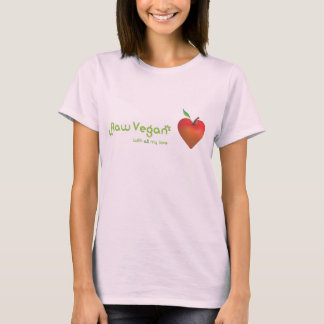 T-shirt Végan cru avec tout mon amour (coeur de pomme roug