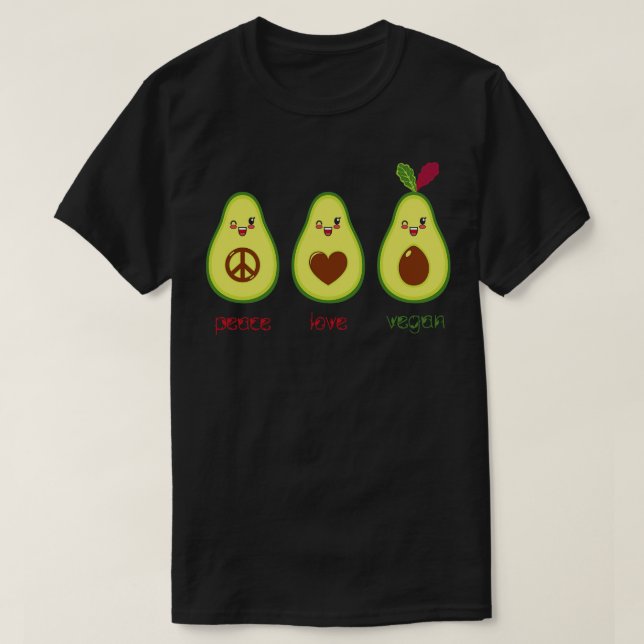 T-shirt Vegan Cute Avocado (Design devant)