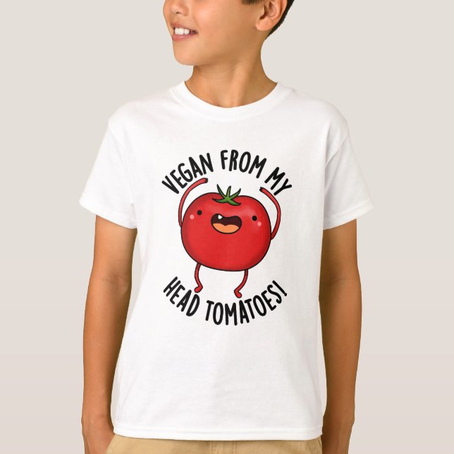 T-shirt Vegan De Ma Tête Tomates Drôle Veggie Pun (Devant)
