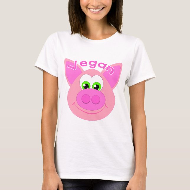 T-shirt Vegan doux porc/Pig/Go Vegan (Devant)