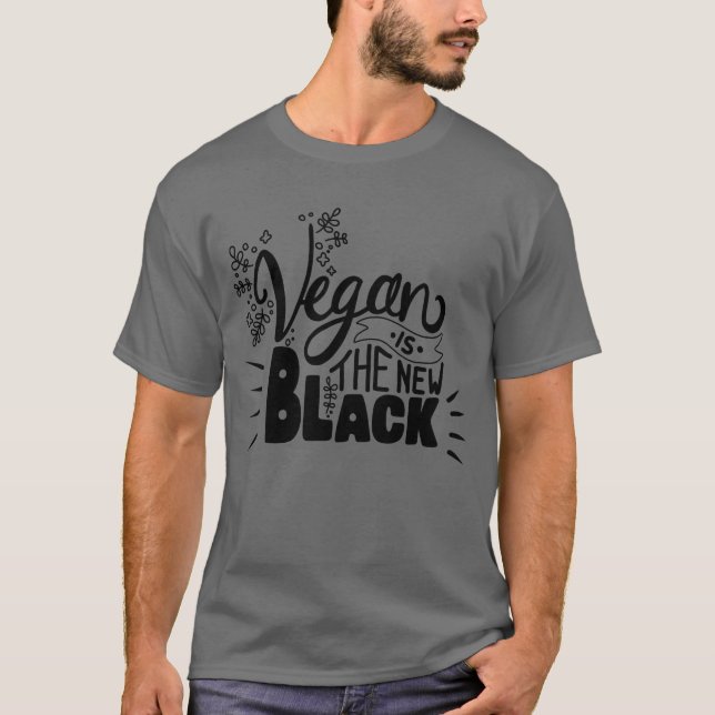 T-shirt Vegan est le nouveau Black Fun Lettering Grey (Devant)