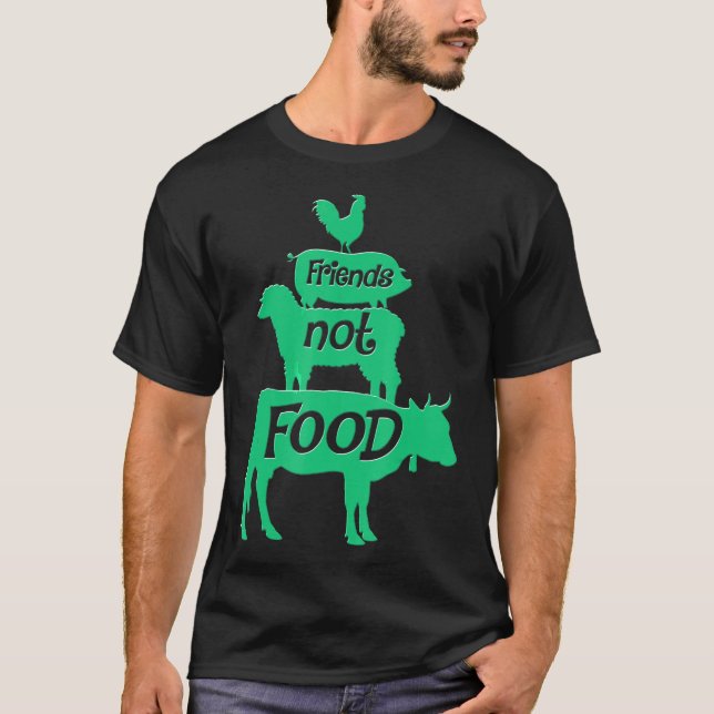T-shirt Vegan Funny Amis Pas Nourriture (Devant)