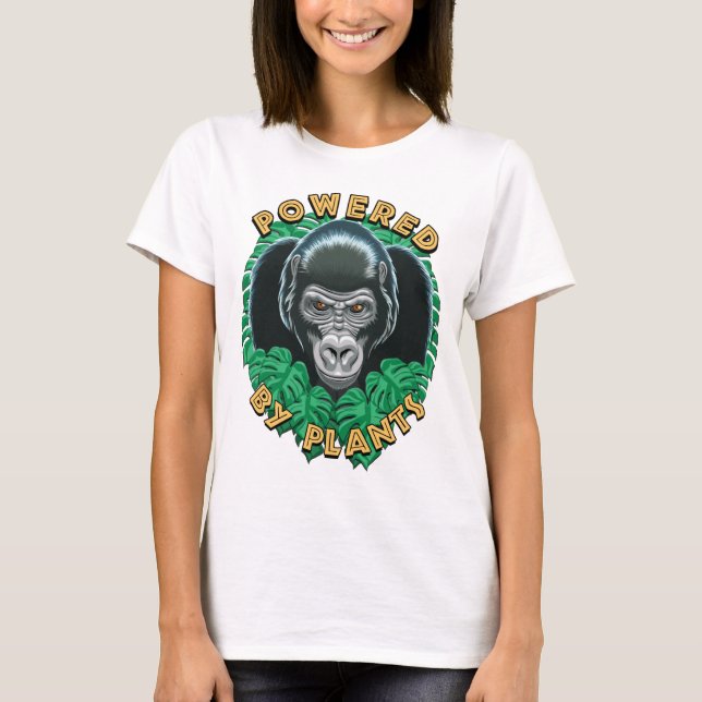 T-shirt Vegan Gorilla - Propulsé Par Citation Plante (Devant)