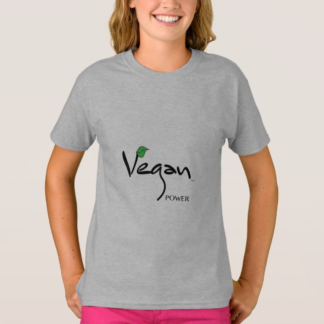 T-shirt Vegan Power avec Cool à feuilles vertes (Devant)