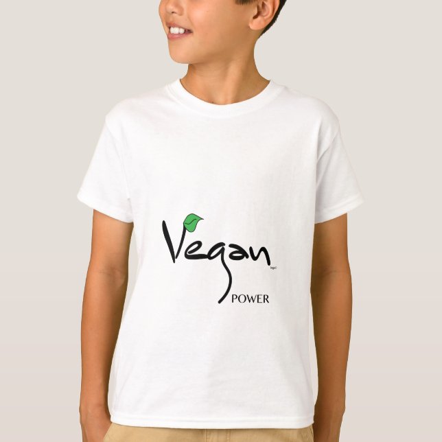 T-shirt Vegan Power avec Cool à feuilles vertes (Devant)