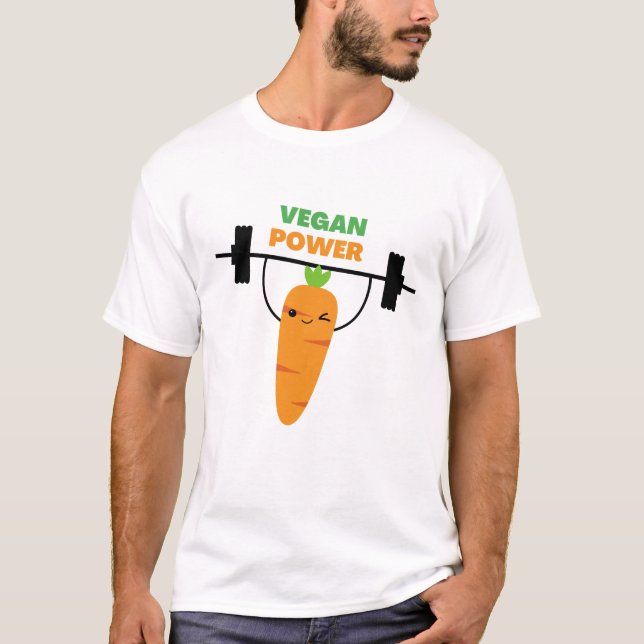 T-shirt Vegan Power Exercice Muscle Carottes Bodybuilding (Devant)