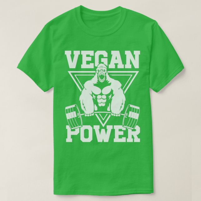 T-shirt Vegan Power Workout Muscle Gorilla Bodybuilding 3 (Design devant)