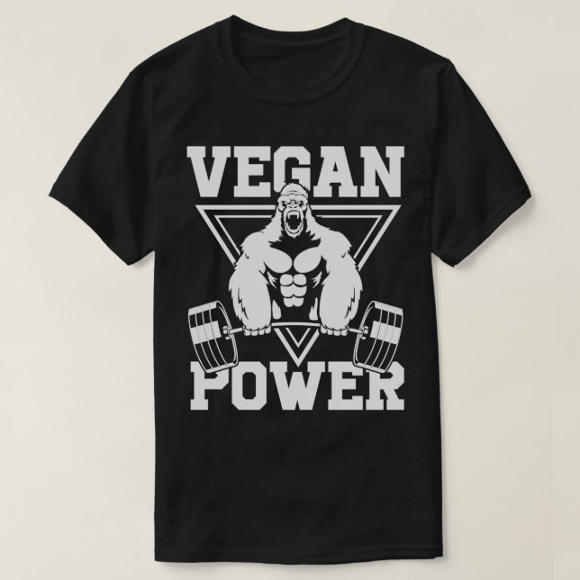 T-shirt Vegan Power Workout Muscle Gorilla Bodybuilding 5 (Design devant)