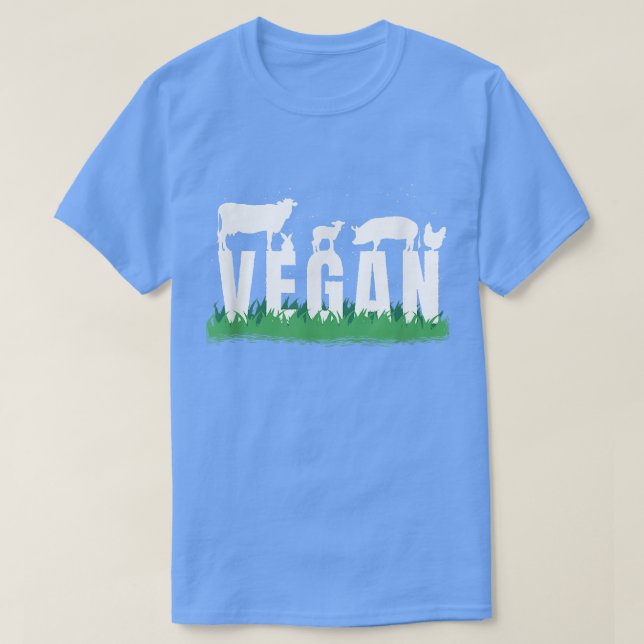 T-shirt Vegan Silhouette Veggie Cow Pig (Design devant)