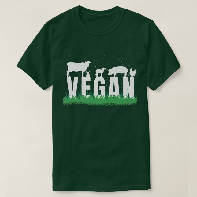 T-shirt Vegan Silhouette Veggie Cow Pig Premium (Design devant)