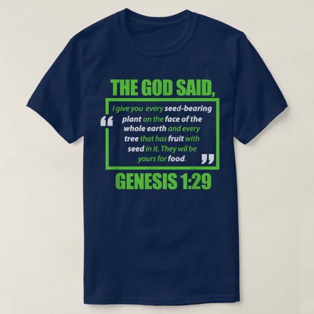 T-shirt Vegan The God Said Genesis Vegetarian Veganism Pla (Design devant)