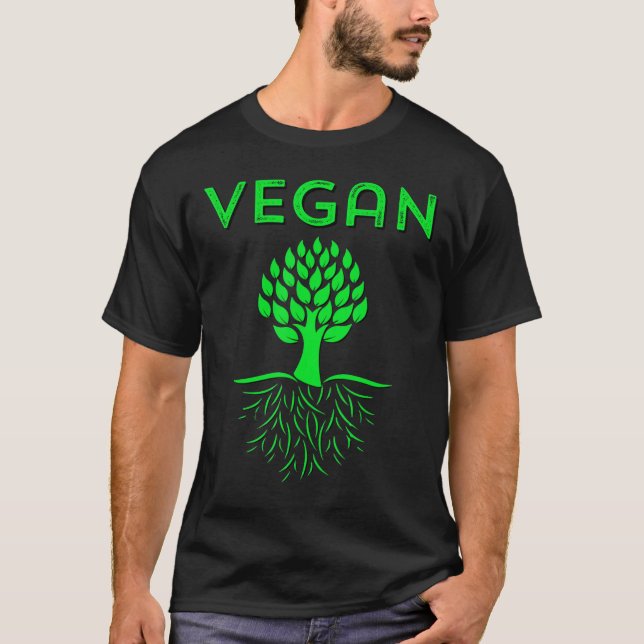 T-shirt Vegan Tree Roots Green Vegetarian Love Mère Pâte (Devant)