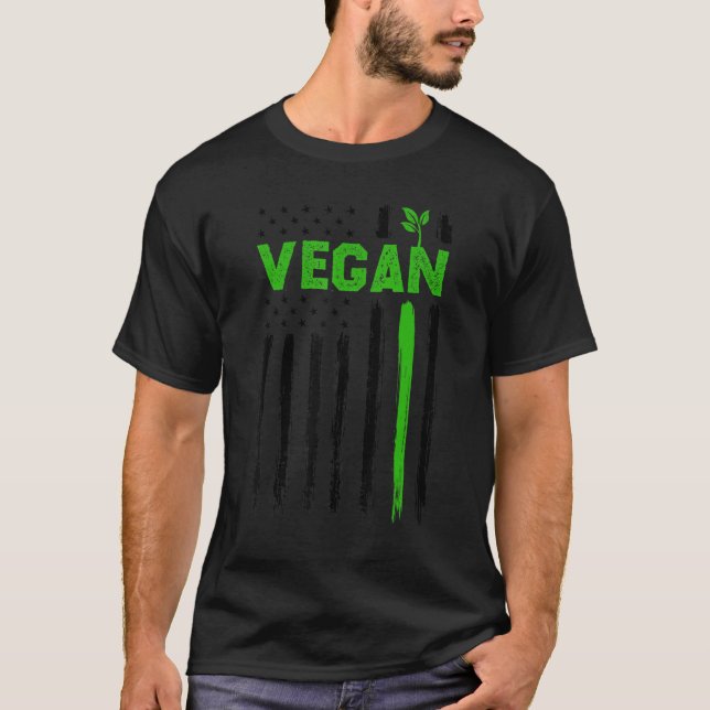 T-shirt Vegan USA American Flag Vegetarian Farming Vegan 4 (Devant)