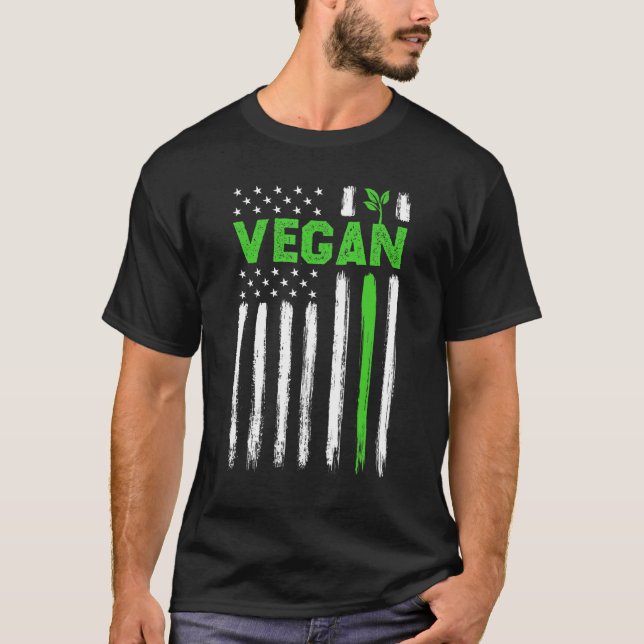 T-shirt Vegan USA American Flag Vegetarian Farming Vegan 4 (Devant)