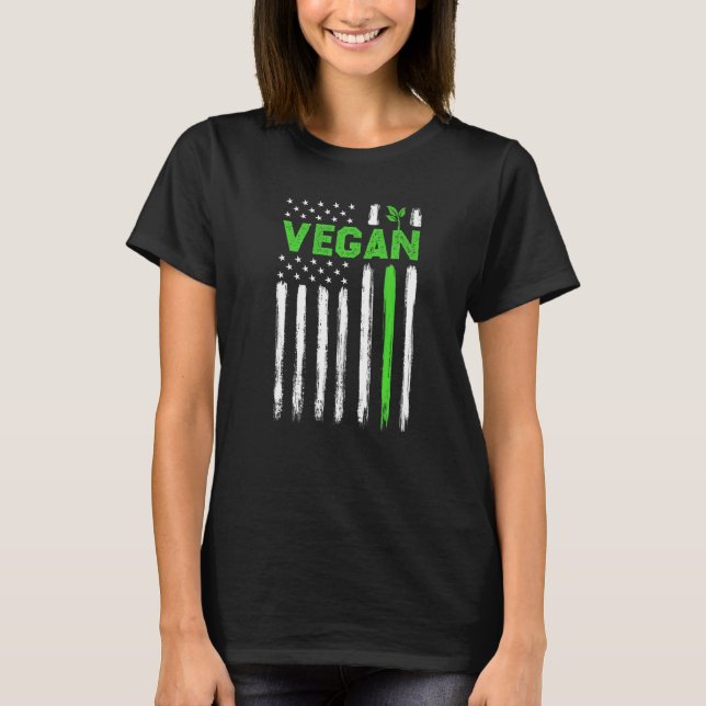 T-shirt Vegan USA American Flag Vegetarian Farming Vegan 4 (Devant)