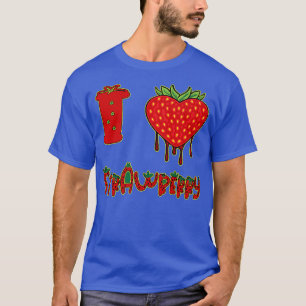 T-shirt Vegan végétarien I Love fraise coeur fraise fraise