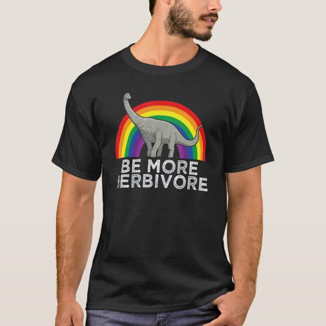 T-shirt Véganisme Diplodocus Soyez Plus Herbivore Rainbow  (Devant)