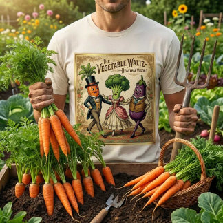 T-shirt Vegetable Waltz Dancing Veggies Vintage Victorian