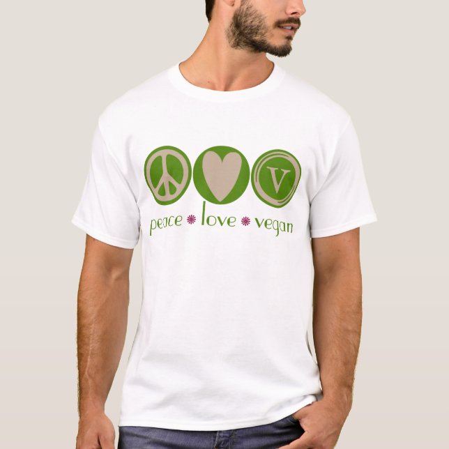 T-shirt Végétalien d'amour de paix (Devant)