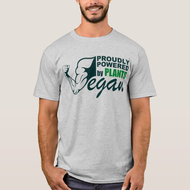 T-shirt Végétalien : Fièrement actionné par des plantes (Devant)