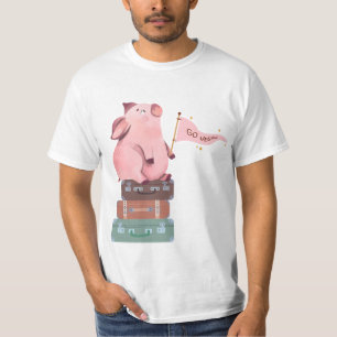 T-shirt Végétaliser avec un cochon rose mignon