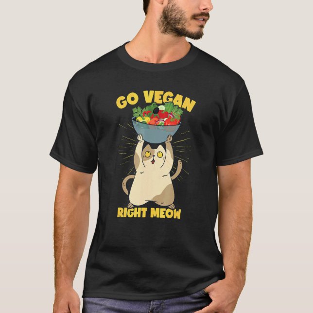 T-shirt Végétalisme de chat drôle végane à base de plantes (Devant)