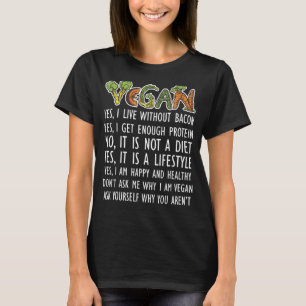 T-shirt Végétans Oui, Je Vis Sans Bactons Oui, J'En Ai Ass