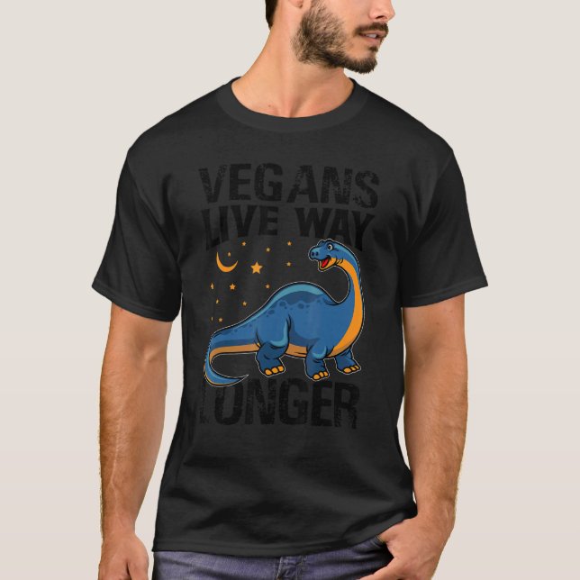T-shirt Végétans Vivent Beaucoup Plus Longtemps Dinosaure  (Devant)