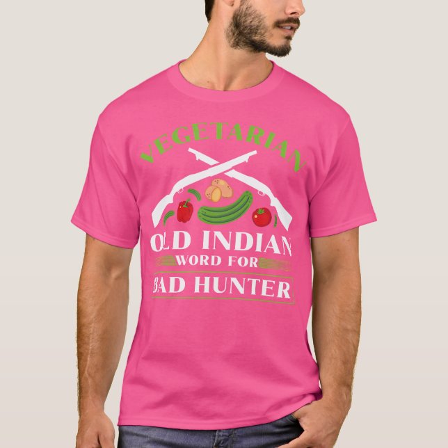 T-shirt Vegetarian Old Indian Word For Bad Hunter Anti Veg (Devant)