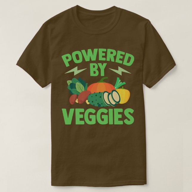 T-shirt Végétarien Alimenté Par Végétan Légume (Design devant)