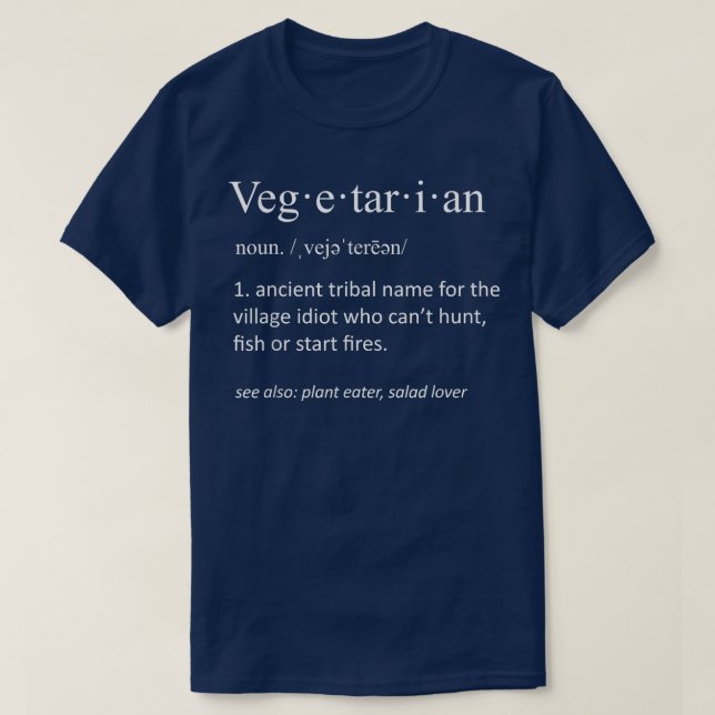 T-shirt Végétarien Funny Sarcastique Définition Funny Sarc (Design devant)