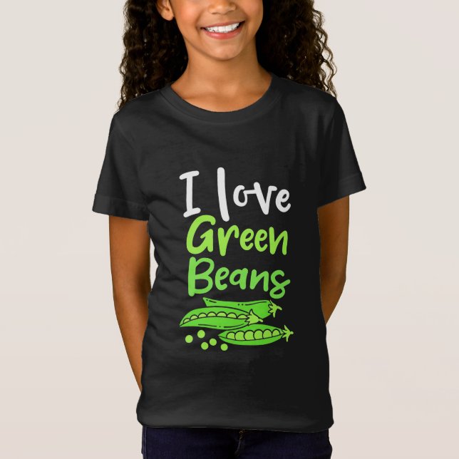 T-Shirt Végétarien J'adore Les Haricots Verts (Devant)