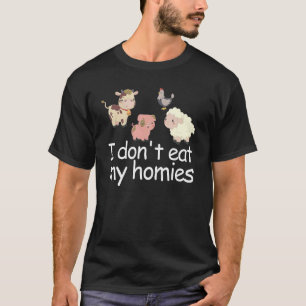 T-shirt Végétarien Je ne mange pas Mes Homies Drôle Vegan