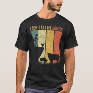 T-shirt Végétarien Je ne mange pas mes potes, drôle Rétro