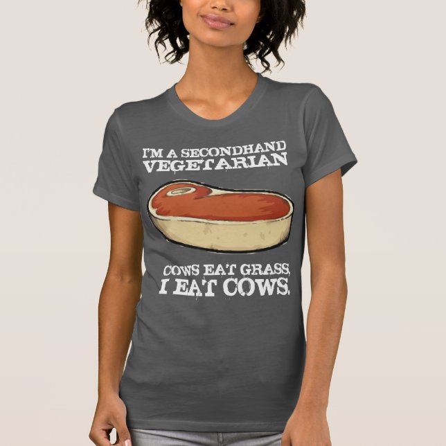 T-shirt Végétarien secondaire - Vaches Mangent De L'Herbe, (Devant)